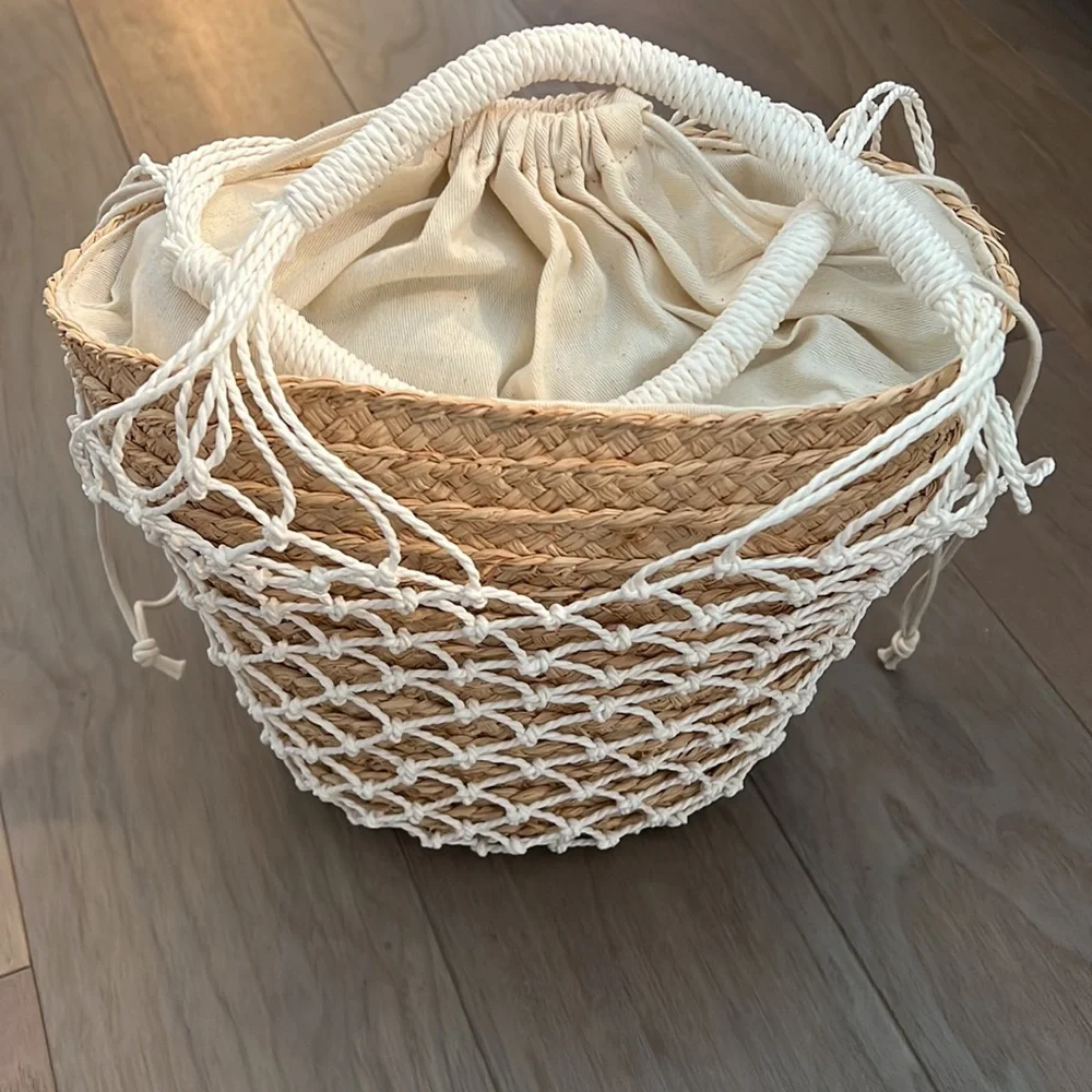 NWT J.Crew Sedona Basket Bag White Straw